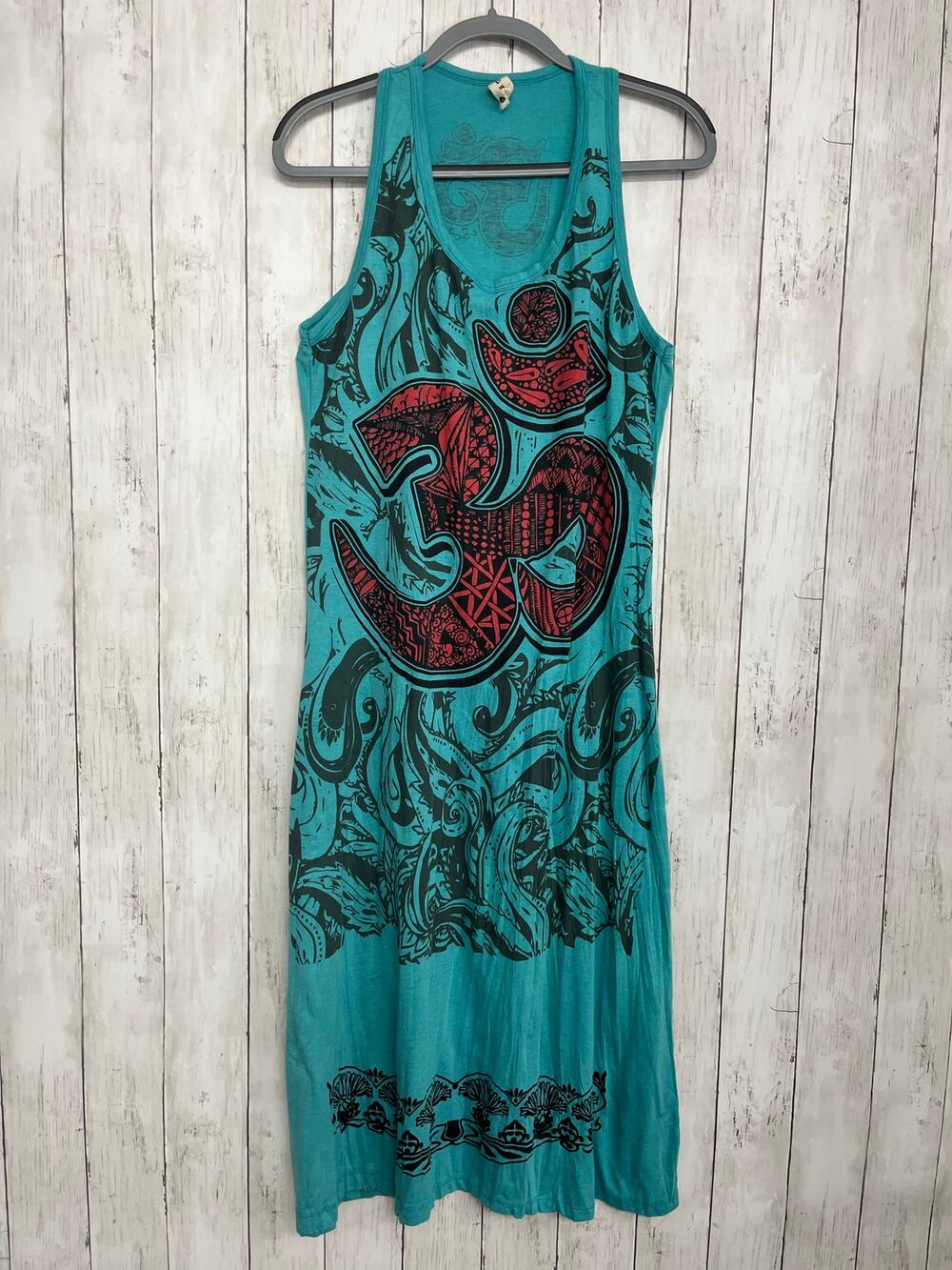 Babu Blue Asian Inspired Cotton Maxi Dress Coastal Zen Summer Flowy Dress Large